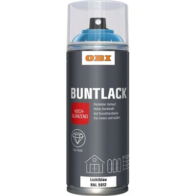 OBI Buntlack Spray RAL 5012 Lichtblau hochglänzend 400 ml OBI Buntlack Spray RAL 5012 Lichtblau hochglänzend 400 ml