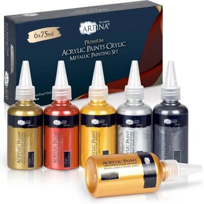 Artina Metallic Crylic Acrylfarbenset 6x75 ml Artina Metallic Crylic Acrylfarbenset 6x75 ml