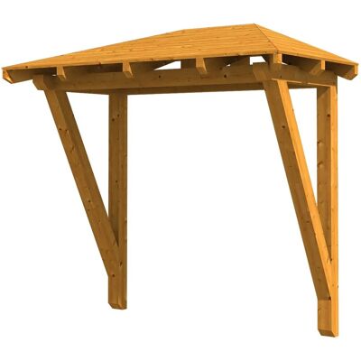 SKANHOLZ Wismar 2 Walmdach Vordach - 258x126 cm Holz braun SKANHOLZ Wismar 2 Walmdach Vordach - 258x126 cm Holz braun