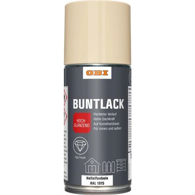 OBI Buntlack Spray RAL 1015 Hellelfenbein hochglänzend 150 ml OBI Buntlack Spray RAL 1015 Hellelfenbein hochglänzend 150 ml
