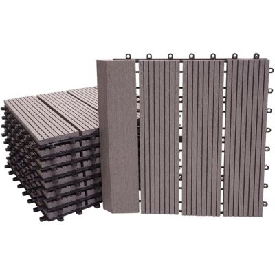 MCW WPC Bodenfliese Sarthe mit Abschluss Holzoptik Balkon/Terrasse 11x Je 30x30cm - 1qm Premium Grau MCW WPC Bodenfliese Sarthe mit Abschluss Holzoptik Balkon/Terrasse 11x Je 30x30cm - 1qm Premium Grau