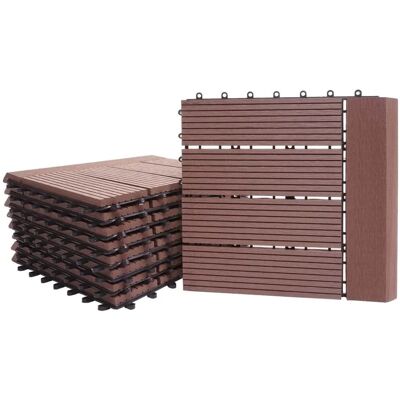 MCW WPC Bodenfliese Sarthe mit Abschluss Holzoptik Balkon/Terrasse 11x Je 30x30cm - 1qm Premium Coff MCW WPC Bodenfliese Sarthe mit Abschluss Holzoptik Balkon/Terrasse 11x Je 30x30cm - 1qm Premium Coff