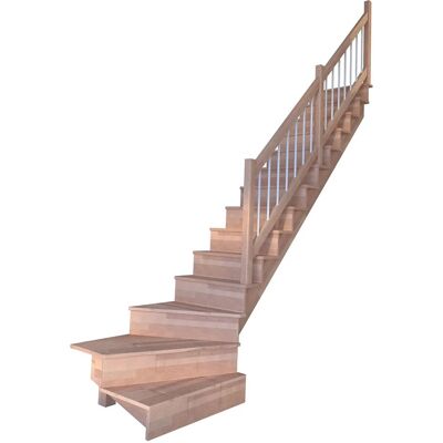 StarWood Treppen Treppe Lindos Buche Gew. R Setzstufen 80 cm Holz-Edelstahl-Geländer Weiß FSC® StarWood Treppen Treppe Lindos Buche Gew. R Setzstufen 80 cm Holz-Edelstahl-Geländer Weiß FSC®