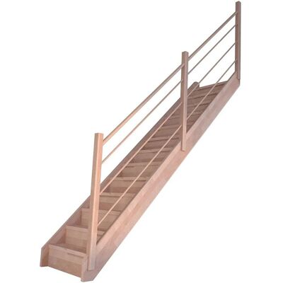 STARWOOD Mykonos Treppe Beige - Massivholz, Holz-Holz Geländer, 13 Stufen STARWOOD Mykonos Treppe Beige - Massivholz, Holz-Holz Geländer, 13 Stufen