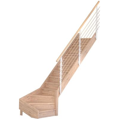 StarWood Treppen Treppe Mykonos Pro Eiche Gew. R 90 cm Setzstufen Design-Geländer-Holz FSC® StarWood Treppen Treppe Mykonos Pro Eiche Gew. R 90 cm Setzstufen Design-Geländer-Holz FSC®