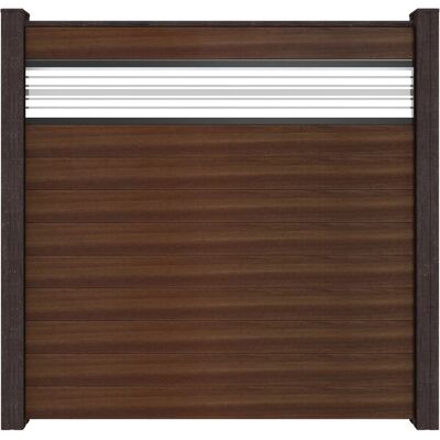 GroJa Steckzaun Solid mit Glas-Designeinsatz 30 cm 180x180x1,9 cm Walnuss GroJa Steckzaun Solid mit Glas-Designeinsatz 30 cm 180x180x1,9 cm Walnuss