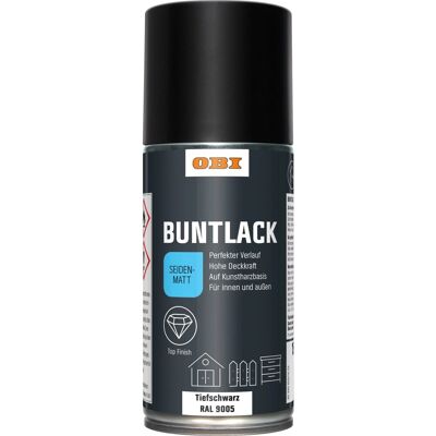 OBI Buntlack Spray RAL 9005 Tiefschwarz seidenmatt 150 ml OBI Buntlack Spray RAL 9005 Tiefschwarz seidenmatt 150 ml