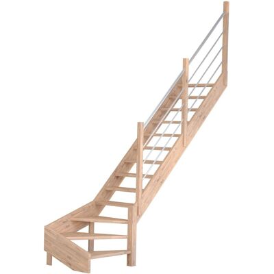 StarWood Treppen Treppe Mykonos Pro Eiche Gew. R 90 cm Holz-Edelstahl-Geländer FSC® StarWood Treppen Treppe Mykonos Pro Eiche Gew. R 90 cm Holz-Edelstahl-Geländer FSC®