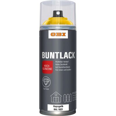 OBI Buntlack Spray RAL 1021 Rapsgelb hochglänzend 400 ml OBI Buntlack Spray RAL 1021 Rapsgelb hochglänzend 400 ml