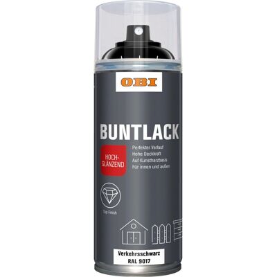 OBI Buntlack Spray RAL 9017 Verkehrsschwarz hochglänzend 400 ml OBI Buntlack Spray RAL 9017 Verkehrsschwarz hochglänzend 400 ml