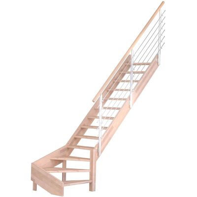 StarWood Treppen Treppe Mykonos Pro Buche Gew. R 80 cm Holz-Edelstahl-Geländer Weiß FSC® StarWood Treppen Treppe Mykonos Pro Buche Gew. R 80 cm Holz-Edelstahl-Geländer Weiß FSC®