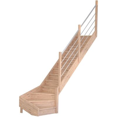 StarWood Treppen Treppe Mykonos Pro Eiche Gew. R 90 cm Setzstufen Holz-Edelstahl-Geländer FSC® StarWood Treppen Treppe Mykonos Pro Eiche Gew. R 90 cm Setzstufen Holz-Edelstahl-Geländer FSC®