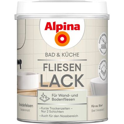 Alpina Fliesen-Lack Bad & Küche 2 Komponenten Kreidefelsen Seidenmatt 750 ml Alpina Fliesen-Lack Bad & Küche 2 Komponenten Kreidefelsen Seidenmatt 750 ml