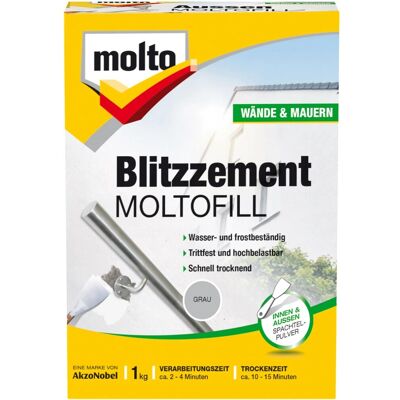 Molto Blitzzement Moltofill Außen- und Innen-Spachtelpulver Grau 1 kg Molto Blitzzement Moltofill Außen- und Innen-Spachtelpulver Grau 1 kg