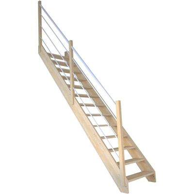 StarWood Treppen StarWood Treppe Korfu Fichte Gerade Holz-Edelstahl-Geländer Weiß R StarWood Treppen StarWood Treppe Korfu Fichte Gerade Holz-Edelstahl-Geländer Weiß R