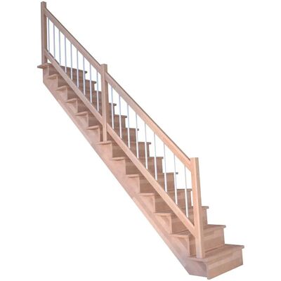 StarWood Treppen Treppe Lindos Pro Buche Gerade 100cm Setzstufe Holz-Edelstahl-Geländer Weiß FSC® StarWood Treppen Treppe Lindos Pro Buche Gerade 100cm Setzstufe Holz-Edelstahl-Geländer Weiß FSC®
