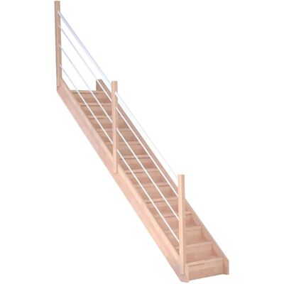 StarWood Treppen Treppe Mykonos Pro Buche Ger. 80cm Setzstufe Holz-Edelstahl-Geländer Weiß L FSC® StarWood Treppen Treppe Mykonos Pro Buche Ger. 80cm Setzstufe Holz-Edelstahl-Geländer Weiß L FSC®