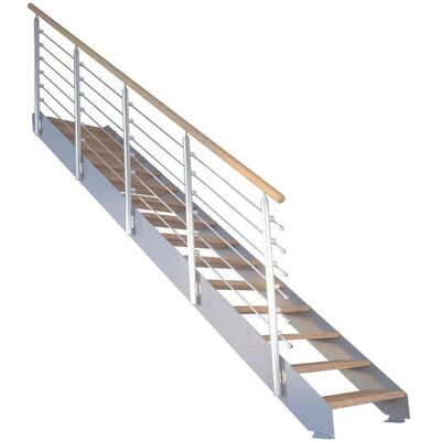 StarWood Treppen Treppe Kos 12 Stufen Eiche Rustik Geölt 107 cm Design-Geländer Grau FSC® StarWood Treppen Treppe Kos 12 Stufen Eiche Rustik Geölt 107 cm Design-Geländer Grau FSC®