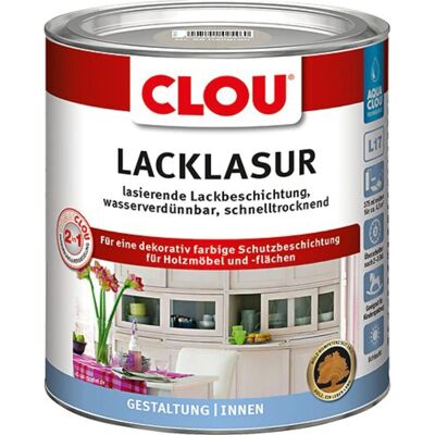 Clou Lack-Lasur Aqua für Holz 375 ml Hellgrau Clou Lack-Lasur Aqua für Holz 375 ml Hellgrau