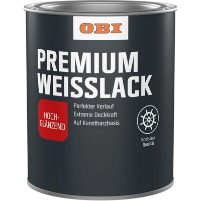 OBI Premium Weißlack Reinweiß hochglänzend 375 ml OBI Premium Weißlack Reinweiß hochglänzend 375 ml