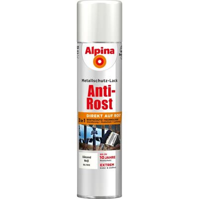 Alpina Metallschutz-Lack Anti-Rost Spray Weiß glänzend 400 ml Alpina Metallschutz-Lack Anti-Rost Spray Weiß glänzend 400 ml