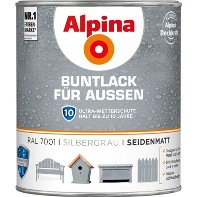 Alpina Buntlack für Aussen Silbergrau seidenmatt 750 ml Alpina Buntlack für Aussen Silbergrau seidenmatt 750 ml