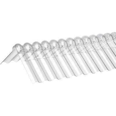 Gutta 76/18 Acryl Wellfirsthaube - Transparent für Dachneigungen 25-45° - Sinus Gutta 76/18 Acryl Wellfirsthaube - Transparent für Dachneigungen 25-45° - Sinus