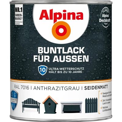 Alpina Buntlack für Aussen Anthrazit seidenmatt 750 ml Alpina Buntlack für Aussen Anthrazit seidenmatt 750 ml