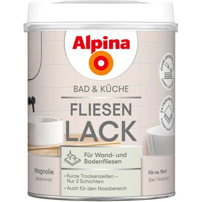 Alpina Fliesen-Lack Bad & Küche 2 Komponenten Magnolie Seidenmatt 750 ml Alpina Fliesen-Lack Bad & Küche 2 Komponenten Magnolie Seidenmatt 750 ml