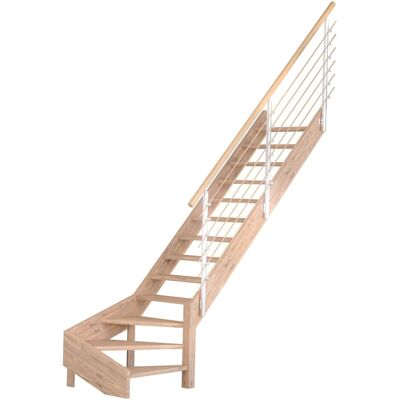 StarWood Treppen Treppe Mykonos Pro Eiche Gew. R 90 cm Design-Geländer-Holz FSC® StarWood Treppen Treppe Mykonos Pro Eiche Gew. R 90 cm Design-Geländer-Holz FSC®