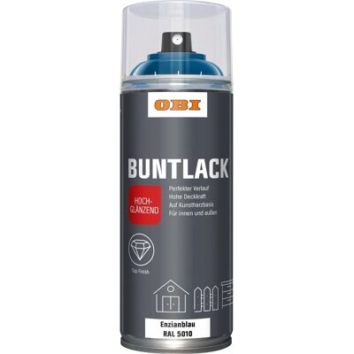 OBI Buntlack Spray RAL 5010 Enzianblau hochglänzend 400 ml OBI Buntlack Spray RAL 5010 Enzianblau hochglänzend 400 ml