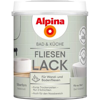 Alpina Fliesen-Lack Bad & Küche 2 Komponenten Silberfarn Seidenmatt 750 ml Alpina Fliesen-Lack Bad & Küche 2 Komponenten Silberfarn Seidenmatt 750 ml
