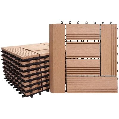 MCW WPC Bodenfliese Sarthe mit Abschluss Holzoptik Balkon/Terrasse 11x Je 30x30cm - 1qm Premium Teak MCW WPC Bodenfliese Sarthe mit Abschluss Holzoptik Balkon/Terrasse 11x Je 30x30cm - 1qm Premium Teak