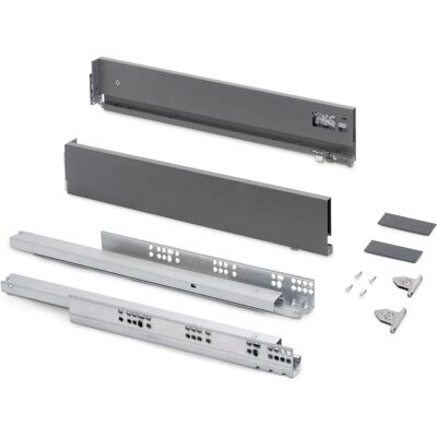 Emuca Aussenschublade Vertex mit 3D Regelung Höhe 93 mm 40 kg Tiefe 500 mm Stahl Grau Anthrazit Emuca Aussenschublade Vertex mit 3D Regelung Höhe 93 mm 40 kg Tiefe 500 mm Stahl Grau Anthrazit