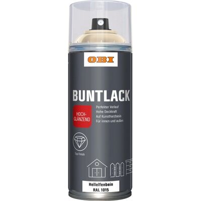 OBI Buntlack Spray RAL 1015 Hellelfenbein hochglänzend 400 ml OBI Buntlack Spray RAL 1015 Hellelfenbein hochglänzend 400 ml