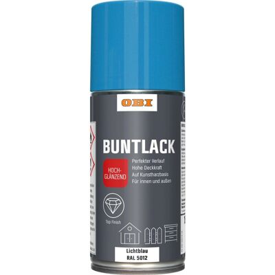 OBI Buntlack Spray RAL 5012 Lichtblau hochglänzend 150 ml OBI Buntlack Spray RAL 5012 Lichtblau hochglänzend 150 ml
