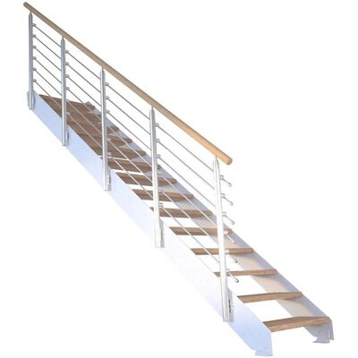 StarWood Treppen Treppe Kos 12 Stufen Eiche Rustik Geölt 87 cm Design-Geländer Weiß FSC® StarWood Treppen Treppe Kos 12 Stufen Eiche Rustik Geölt 87 cm Design-Geländer Weiß FSC®