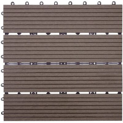 MCW WPC Bodenfliese Sarthe Holzoptik Balkon/Terrasse 11x Je 30x30cm - 1qm Basis Coffee Linear MCW WPC Bodenfliese Sarthe Holzoptik Balkon/Terrasse 11x Je 30x30cm - 1qm Basis Coffee Linear