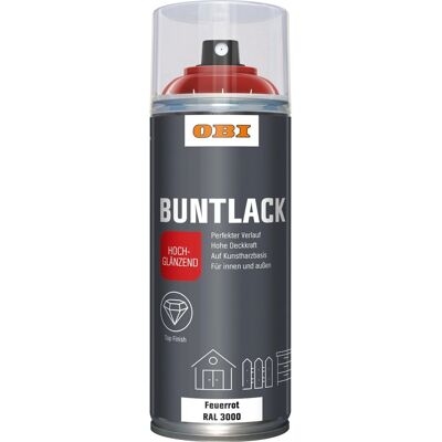 OBI Buntlack Spray RAL 3000 Feuerrot hochglänzend 400 ml OBI Buntlack Spray RAL 3000 Feuerrot hochglänzend 400 ml