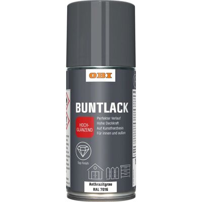 OBI Buntlack Spray RAL 7016 Anthrazit hochglänzend 150 ml OBI Buntlack Spray RAL 7016 Anthrazit hochglänzend 150 ml