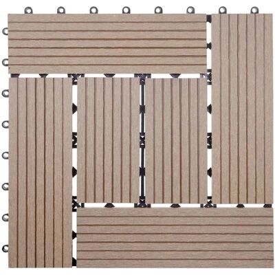 MCW WPC Bodenfliese Sarthe Holzoptik Balkon/Terrasse 11x Je 30x30cm - 1qm Basis Teak Versetzt MCW WPC Bodenfliese Sarthe Holzoptik Balkon/Terrasse 11x Je 30x30cm - 1qm Basis Teak Versetzt