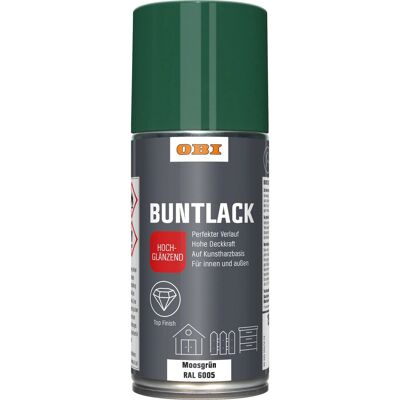 OBI Buntlack Spray RAL 6005 Moosgrün hochglänzend 150 ml OBI Buntlack Spray RAL 6005 Moosgrün hochglänzend 150 ml