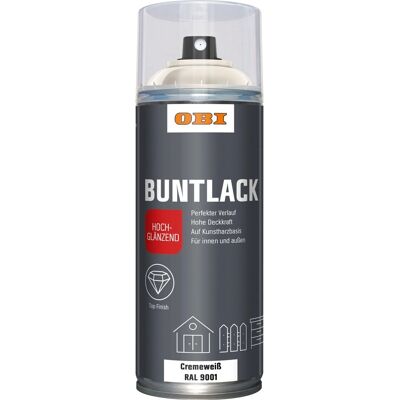 OBI Buntlack Spray RAL 9001 Cremeweiß hochglänzend 400 ml OBI Buntlack Spray RAL 9001 Cremeweiß hochglänzend 400 ml