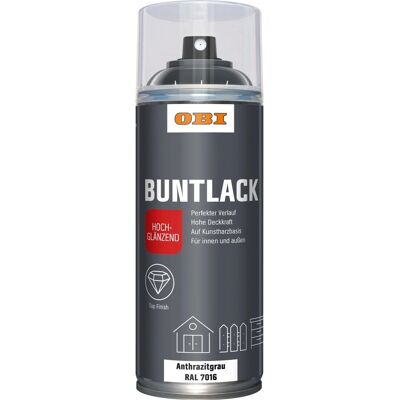 OBI Buntlack Spray RAL 7016 Anthrazit hochglänzend 400 ml OBI Buntlack Spray RAL 7016 Anthrazit hochglänzend 400 ml