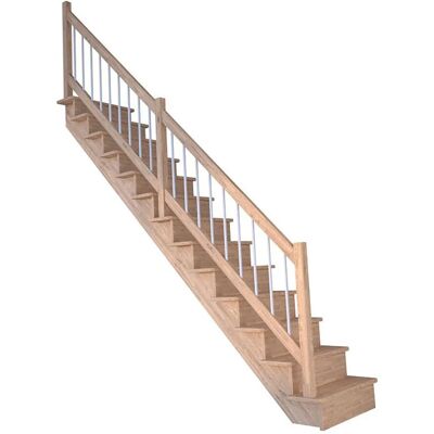 StarWood Treppen Treppe Lindos Eiche Gerade 100 cm Setzstufen Holz-Edelstahl-Geländer Weiß FSC® StarWood Treppen Treppe Lindos Eiche Gerade 100 cm Setzstufen Holz-Edelstahl-Geländer Weiß FSC®