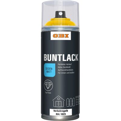 OBI Buntlack Spray RAL 1023 Verkehrsgelb seidenmatt 400 ml OBI Buntlack Spray RAL 1023 Verkehrsgelb seidenmatt 400 ml