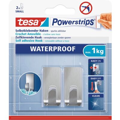 Tesa Powerstrips Haken Waterproof Zoom Edelstahl Small 2 Stück Tesa Powerstrips Haken Waterproof Zoom Edelstahl Small 2 Stück