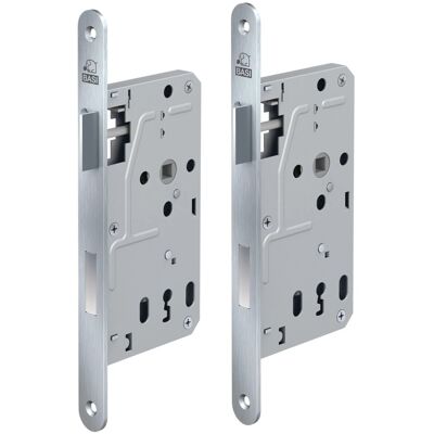 Basi Zimmertürschloss ES 927 BB DIN Rechts/Links Rundstulp 20 mm Edelstahl Falle/Riegel Aluminium 2er Set Basi Zimmertürschloss ES 927 BB DIN Rechts/Links Rundstulp 20 mm Edelstahl Falle/Riegel Aluminium 2er Set