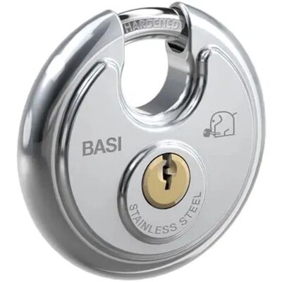 Basi Rundbügel Vorhangschloss RVS 610 70 mm Gleichschließend Edelstahlgehäuse Basi Rundbügel Vorhangschloss RVS 610 70 mm Gleichschließend Edelstahlgehäuse