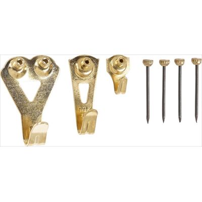 Wandhaken-Set Größe 0 - 3 vermessingt 8 Stück Wandhaken-Set Größe 0 - 3 vermessingt 8 Stück
